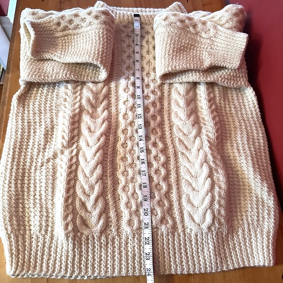 🐑Hand knit stunning Winter White Fisherman Sweater, size XL - Picture 4 of 4